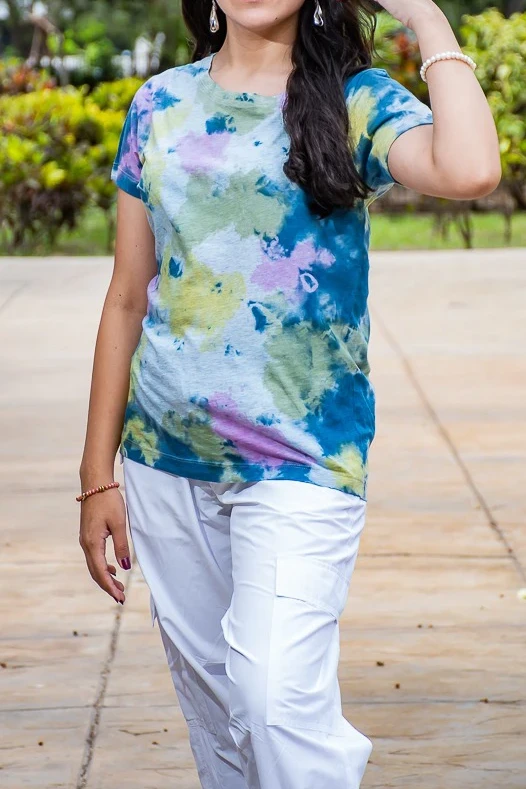 T-shirt en jersey pima 100% aldogon con efecto tie dye multicolor